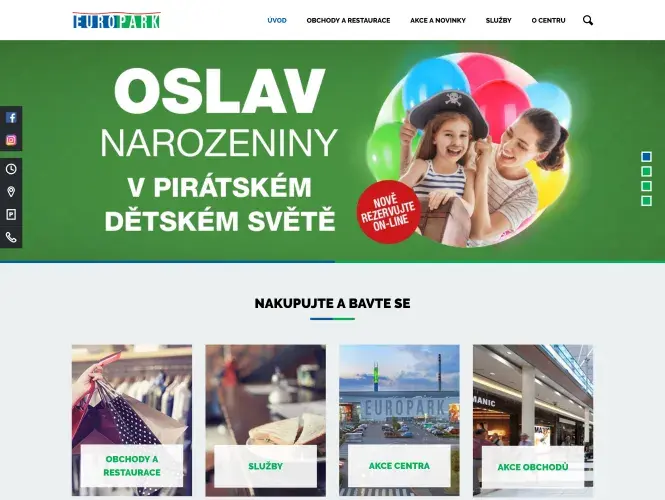 Webová stránka obchodního centra - Europark.cz